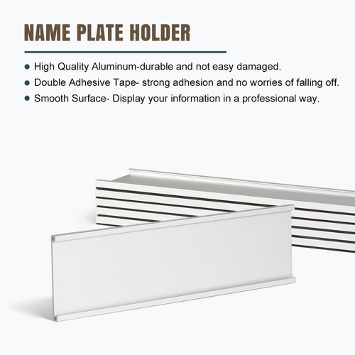 Lenink 6 Pack Name Plate Holder, Wall Mount Office Door Name Plate Holder for Meeting Room, Business Department, Warning Area 8” X 2” (Silver)