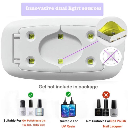 Kepma UV LED Nail Dryer Mini lamp Portable Curing Light for Gel Nail Polish,6w(White)