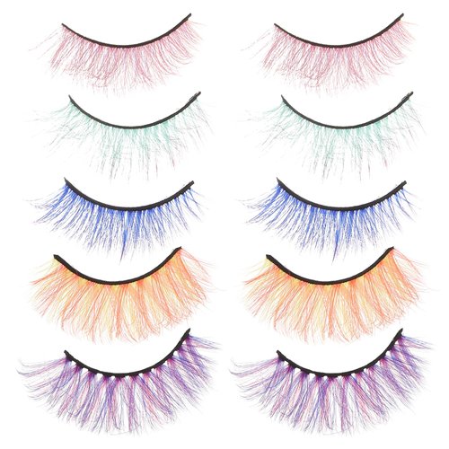 FOMIYES 20 Pairs Colored False Eyelashes Synthetic Fiber Eyelash Handmade Eyelash Makeup Eyelashes Rainbow Eyelashes Luxurious Eyelashes Fake Lashes Color Lashes Imitation 5d Set Soft