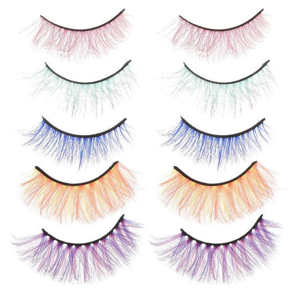 FOMIYES 20 Pairs Colored False Eyelashes Synthetic Fiber Eyelash Handmade Eyelash Makeup Eyelashes Rainbow Eyelashes Luxurious Eyelashes Fake Lashes Color Lashes Imitation 5d Set Soft