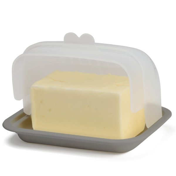 Signoraware Extra Large Butter Dish with Flip Top Lid Wide Butter Keeper Holds 2 Sticks, East Coast, West Coast, European Style, Kerrygold, Butter Cream Cheese Plastic Butter Holder/Container with Lid