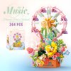 Music Box Flower Building Block（364pcs) Set Rotating Ferris Wheel Diy Building Toys For Kids Adults Display Collection Creative Home Office Gift For Christmas Birthday New Year Valentine's Day