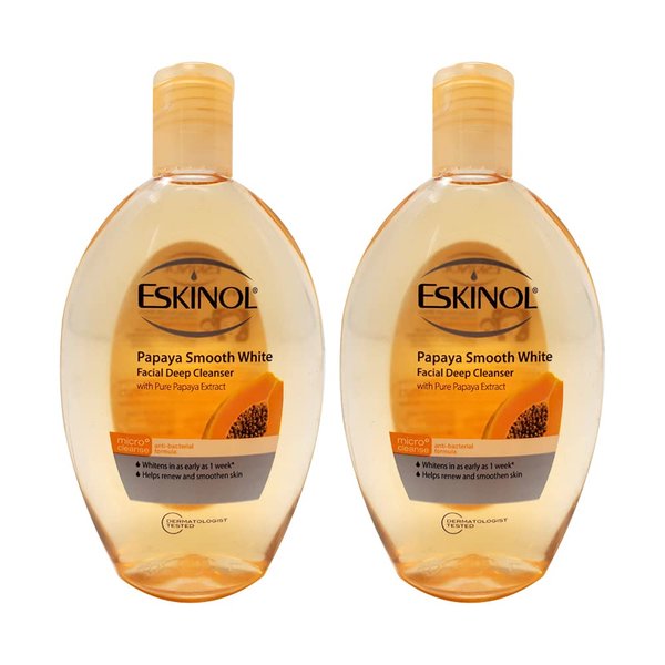 Lot of 2 Eskinol Naturals Papaya Facial Cleanser 7.6 Oz - 225 ml Bottle