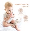 Wooden Baby Rattle Crochet Bunny and Ring Teether Set | Handmade Crochet Rattle Newborn Toy with Teether Ring | Animal Rattles for Boys and Girls | Baby Teether Toy