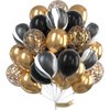 PartyWoo Gold and Black Balloons, 60 pcs Black Balloons, White Balloons, Black Marble Balloons, Gold Metallic Balloons, Gold Confetti Balloons for Great Gatsby Party, Hollywood Party, 1920 Party Decor