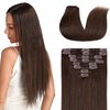 Clip in Hair Extensions Real Human Hair, S-noilite Real Human Hair Brown Hair Extensions Medium Brown 20inch 105g 8pcs Straight Silky Clip in Remy Hair Extensions For Women Natural Hair #4