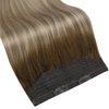 Fshine Secret Extensions Human Hair Invisible Wire Hair Extensions 16Inch Wire Layered Clip in Hair Extensions Human Hair Dark Brown to Ash Brown and Blonde 80Grams Human Hair Clip in Extensions
