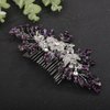 Teyglen Flower Crystal Bride Wedding Hair Comb Floral Hair Accessories with Rhinestone Bridal Purple Rhinestone Hair Piece Sparkly Crystal Headpiece for Women Bride Flower Girls (Dark Purple)
