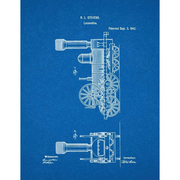Locomotive Train Patent Print Blueprint (5" x 7") M10228
