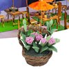 Miniature Dollhouse Plant Flowers, Miniature Flower Dollhouse Decoration, Dollhouse Flower Basket Model 1:12 Scale for Mini Gardens Corridors