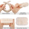SuPoo 6pcs Khaki Spa Headband Sponge Face Wash Headband and Wristband Makeup Head Band Puffy Skincare Headband with Hair Ties Terry Cloth Cute Hair Band for Washing Face Teen Girl Gifts Trendy Stuff