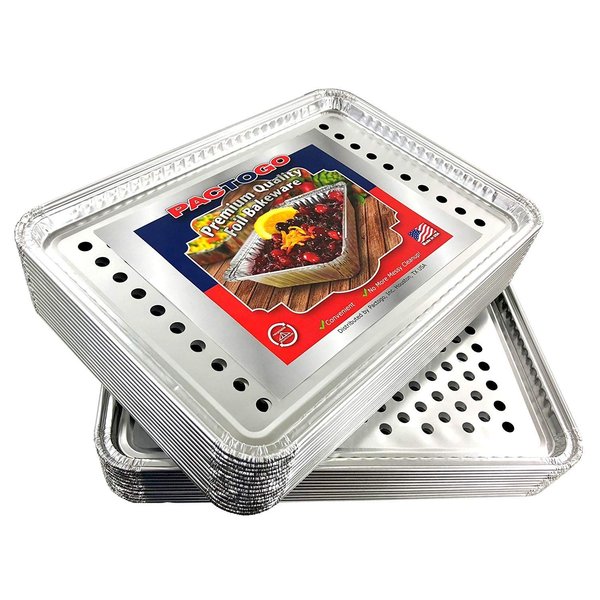 Pactogo 16" x 11" Aluminum Foil BBQ Gourmet Grill Topper Pan (Pack of 25)