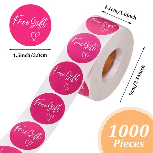 1000 Pieces 1.5 Inch Customer Appreciation Stickers Small Business Sticker Roll Round Self Adhesive Stickers Labels for Packing Mailing Envelopes Postcards (Rose Red Background)