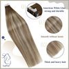 LaaVoo Tape in Human Hair Extensions Balayage Ombre Real Human Hair Extensions Tape in Remy Hair Extensions Light Brown Fading to Platinum Blonde with Brown 20pcs 50g 14 Inch