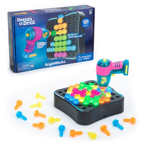 Educational Insights Design & Drill Brightworks, STEM Learning with Toy Drill, 53 Pieces, Ages 3+