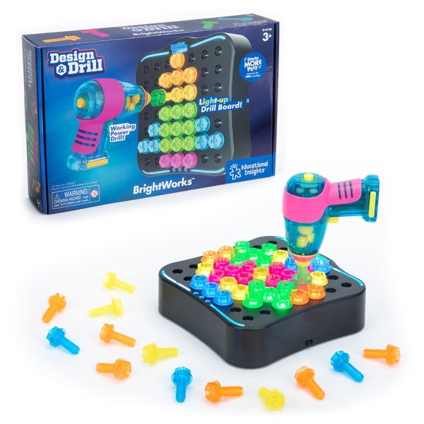 Educational Insights Design & Drill Brightworks, STEM Learning with Toy Drill, 53 Pieces, Ages 3+