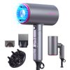 PRETFY Portable Hair Dryer, 1875W Professional Ionic Hair Blow Dryer with Diffuser, Lightweight Design, Fast Drying, Low Noise, Foldable Small Hair Dryer for Home, Travel, Salon (Gray)