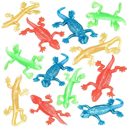 ArtCreativity Stretchy Lizard Fidget Toys, Pack of 12, Stress Relief Fidgeting Toys for Kids and-Adults, 4 Vibrant Colors, Sensory Toys for Autism and ADHD, Fun Birthday Party Favors for Children