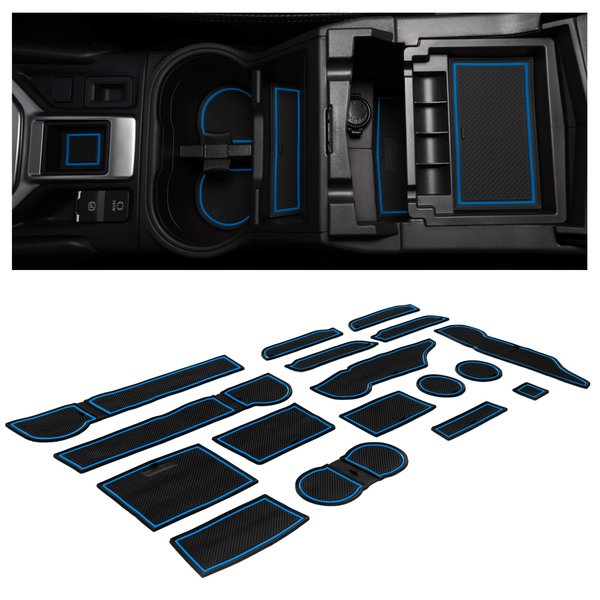 CupHolderHero fits Subaru Forester Accessories 2019-2024 Premium Custom Interior Non-Slip Anti Dust Cup Holder Inserts, Center Console Liner Mats, Door Pocket Liners 17pc Set (Blue Trim)