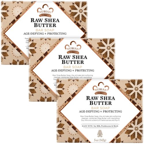 Bar Soap Raw Shea Butter 5 Oz By Nubian Heritage, 3-Pack