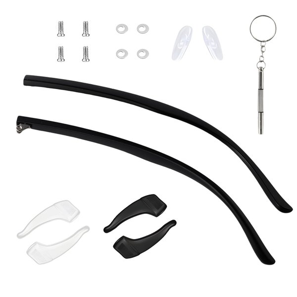 Glasses Arm Replacement Universal Glasses Arm with Screws, Easy to Replace, Washers, Screwdriver, Nose Pads, 2 Pairs of Non-Slip Glasses Spinning Slides