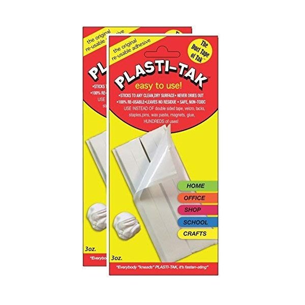 Plasti-Tak The Original Re-usable Adhesive Putty 3oz, Pack of 2