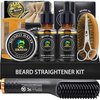 Beard Kit,Beard Grooming Kit,w/Beard Straightener,Beard Oil,Beard Balm,Beard Comb,Beard Scissor,Razor & Brush Stands,Bag,E-Book,Beard Care Christmas Dad Gifts for Men Him Father