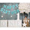 Teal Blue Happy Birthday Balloons Banner,16 Inch Mylar Foil Letters Sign,Reusable Balloons for Women, Men, Boys & Girls Birthday Decorations Party Supplies