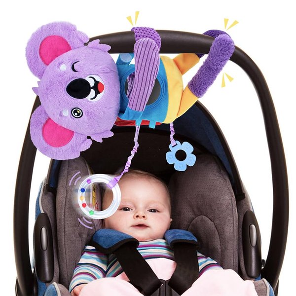 Car Seat Toy for Baby Newborn 0 6 12 Months, Infant Baby Sensory Activity Hanging Toys with Rattles & Mirror, Stroller Crib Toys Gift for Newborn Brain Development, Tummy Time Toy Sensory Exploration