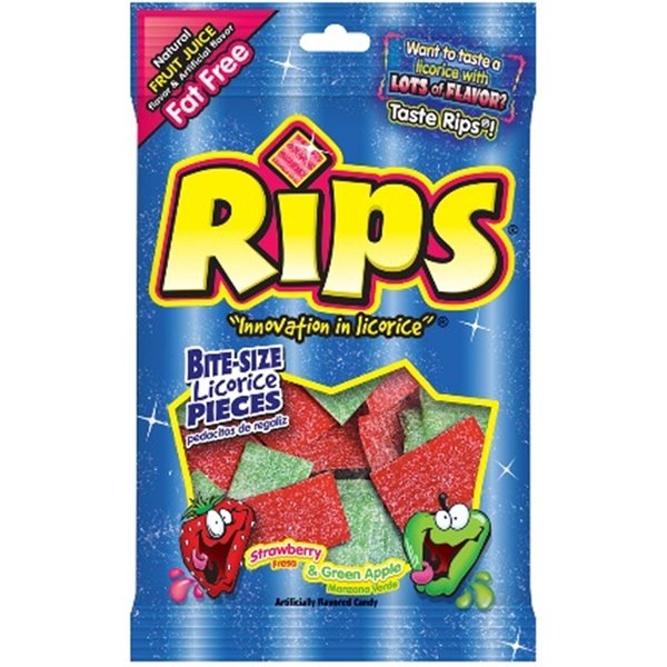 Foreign Candy, Rips Licorice Pieces Strawberry Green Apple Bite-Size, 4 Ounce