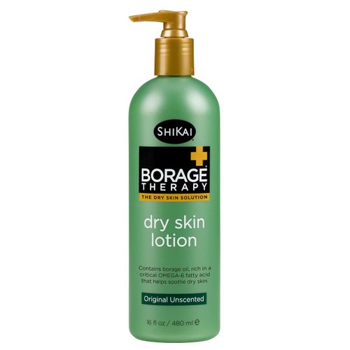 SkiKai Borage Therapy Dry Skin Lotion Body Moisturizer (16 oz) Unscented Skincare | Hydrating Lotion for Dry Hands & Body | With Oatmeal & Shea
