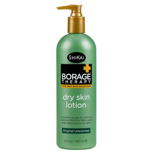 SkiKai Borage Therapy Dry Skin Lotion Body Moisturizer (16 oz) Unscented Skincare | Hydrating Lotion for Dry Hands & Body | With Oatmeal & Shea