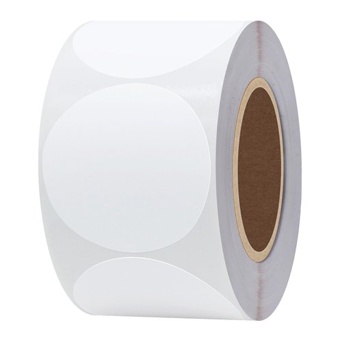 Hybsk 2 inch Circle Color Direct Thermal Stickers Shipping Labels for Barcodes,Name Tag,DIY Logo Design,QR Code,Inventory– Compatible with Zebra,Rollo,Munbyn,and More-750 pcs (2 inch,White)