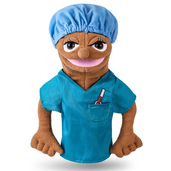 Role Play Hand Puppets Hand Plush Chef Doctor Fireman Pirate Detective Athlete Nurse Worker Hand Puppet Toys Puppets for Kids Storytelling Imaginative Pretend Play Teaching Preschool(Nurse)
