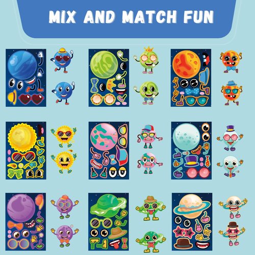 36 Sheets Planets Stickers, Planet Stickers for Kids, Space Birthday Party Favors, Space Themed Stickers, Easy Peel, Make Your Own Planet, Space Birthday Party Favors, Party Decor Class Rewards