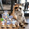 48Pcs Raccoon Theme Cupcake Toppers Woodland Animal Birthday Party Decorations Cartoon Raccoon Cake Topper Decorations for Woodland Theme Baby Shower Forest Animal Party Supplies
