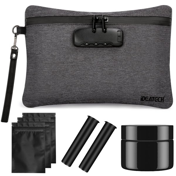 Smell Proof Bags with Lock, Smell Proof Containers, Smell Proof Stash Bag, Money Safe Organizer, Odor Proof Case Storage Bags for Travel, Smell Proof Pouch with Smell Proof Baggies (Black)