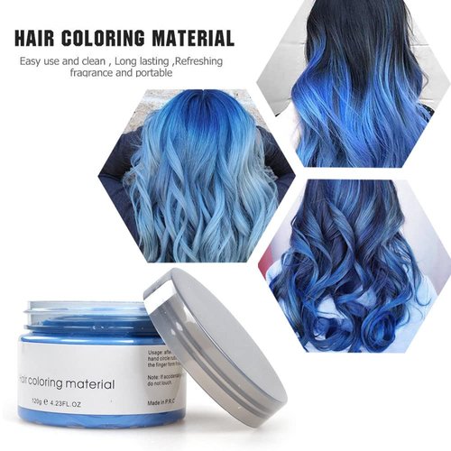 Blue Temporary Hair Color Wax, SOVONCARE Hair Dye Wax 4.23 oz Pomades Natural Hairstyle Cream for Men & Women Party Cosplay Halloween Date (Blue)