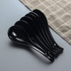 Asian Soup Spoons - YFWOOD 6.75 Inch Ceramic Ramen Spoon,Black Chinese Soup Spoons,With Deep Oval Hook Design,Perfect for Pho,Wonton,Dumpling And Miso Soups,Set Of 6
