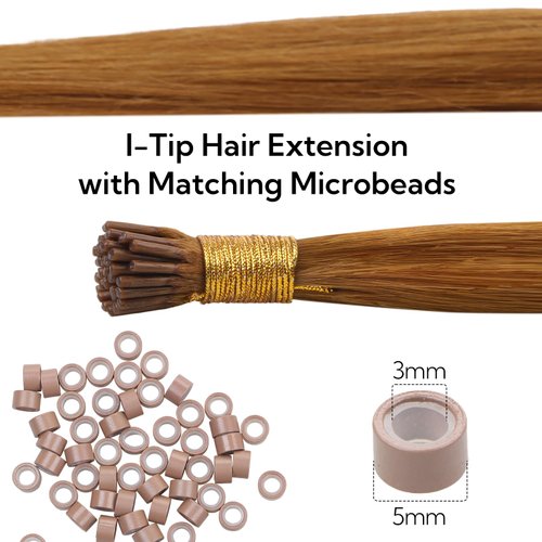 HOTBANANA I Tip Hair Extensions Human Hair, 22 Inch 50g 50s Auburn Ginger Pre Bonded ITip Hair Extensions Cold Fusion I Tip Extensions Straight I Tips Hair Extensions