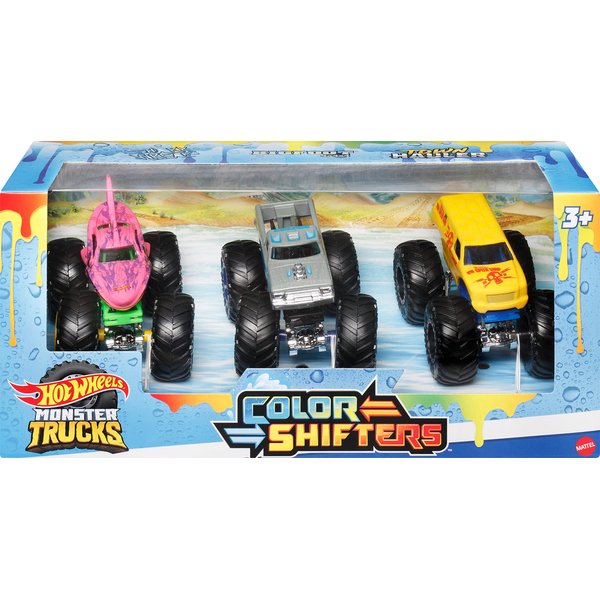 Hot Wheels Monster Trucks 1:64 Color Shifters 3-Pack, Toy Trucks For Kids