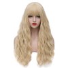 Mildiso Blonde Wigs for Women 26" Long Blonde Wig with Bangs Curly Wavy Natural Cute Soft Hair Wig for Daily Party M062GD