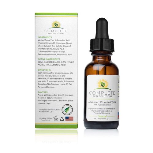 Advanced Vitamin C 20% Serum With Ferulic, Hyaluronic Acid 1 oz