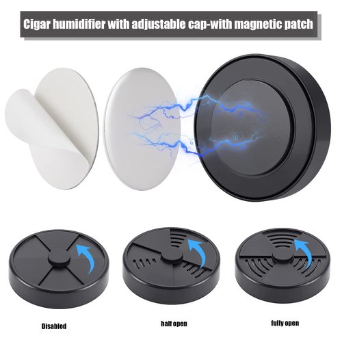 TISFA Cigar Humidifier, Adjustable Cigar humidor humidifiers, Black Round Humidor Humidifier