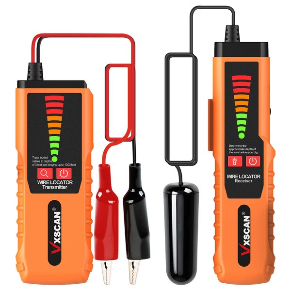 Underground Wire Locator, VXSCAN F04 Underground Wire Tracer Tone Generator Kit and Probe with Earphone, Buried Wire Locator Cable Tester for Locating Breakage Cables & Wires Dog Fence Cables