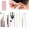 Ear Wax Tool, 23 Kinds of Tools Spiral Double‑Ended Ear Picks Comfortable Ear Wax Removal(23 Pieces of Cherry Powder Ear Picking Set)