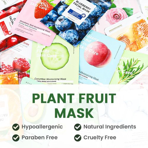 AMY'S DIARY 6 PCS Real Nature Tea Tree Hydrating Face Mask, Hyaluronic Acid, Vitamin C and E, Chamomile, Korean Beauty Essence Facial Paper Sheet Mask for Skin Care Moisturizing