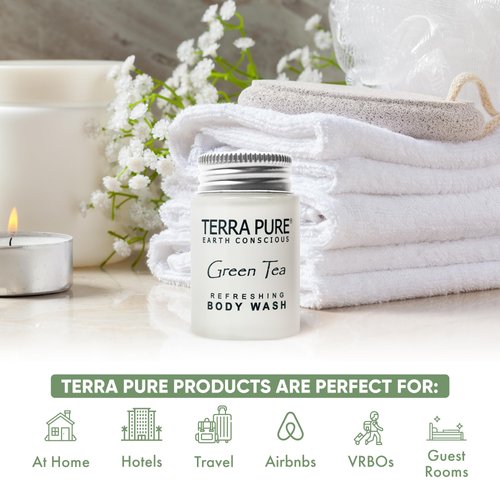 Terra Pure Green Tea Body Wash, 1 oz. In Jam Jar With Organic Honey And Aloe Vera (Case of 20)