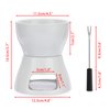 BSTKEY 400ML Ceramic Butter Warmer Set with 4 Forks, Fondue Pot Melting Pot Set, Melt Hot Pot Bowl Set For Cheese Chocolate Butter Caramel