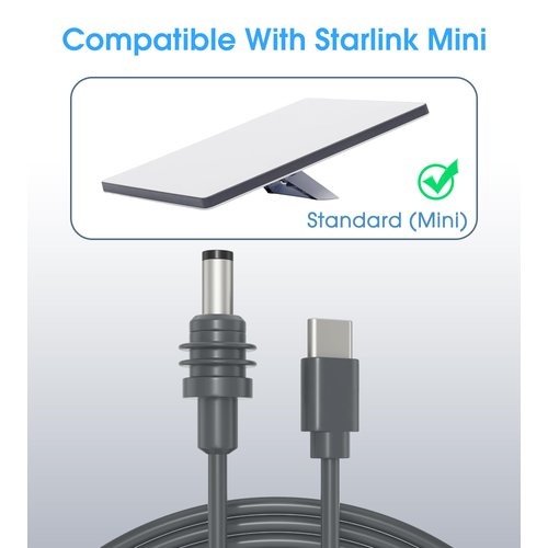 Starlink Mini Cable 16.4FT, Starlink Mini USB C to DC Waterproof Power Cable Cord 100W Input USB Type C to DC Cable (16.4FT/5M)
